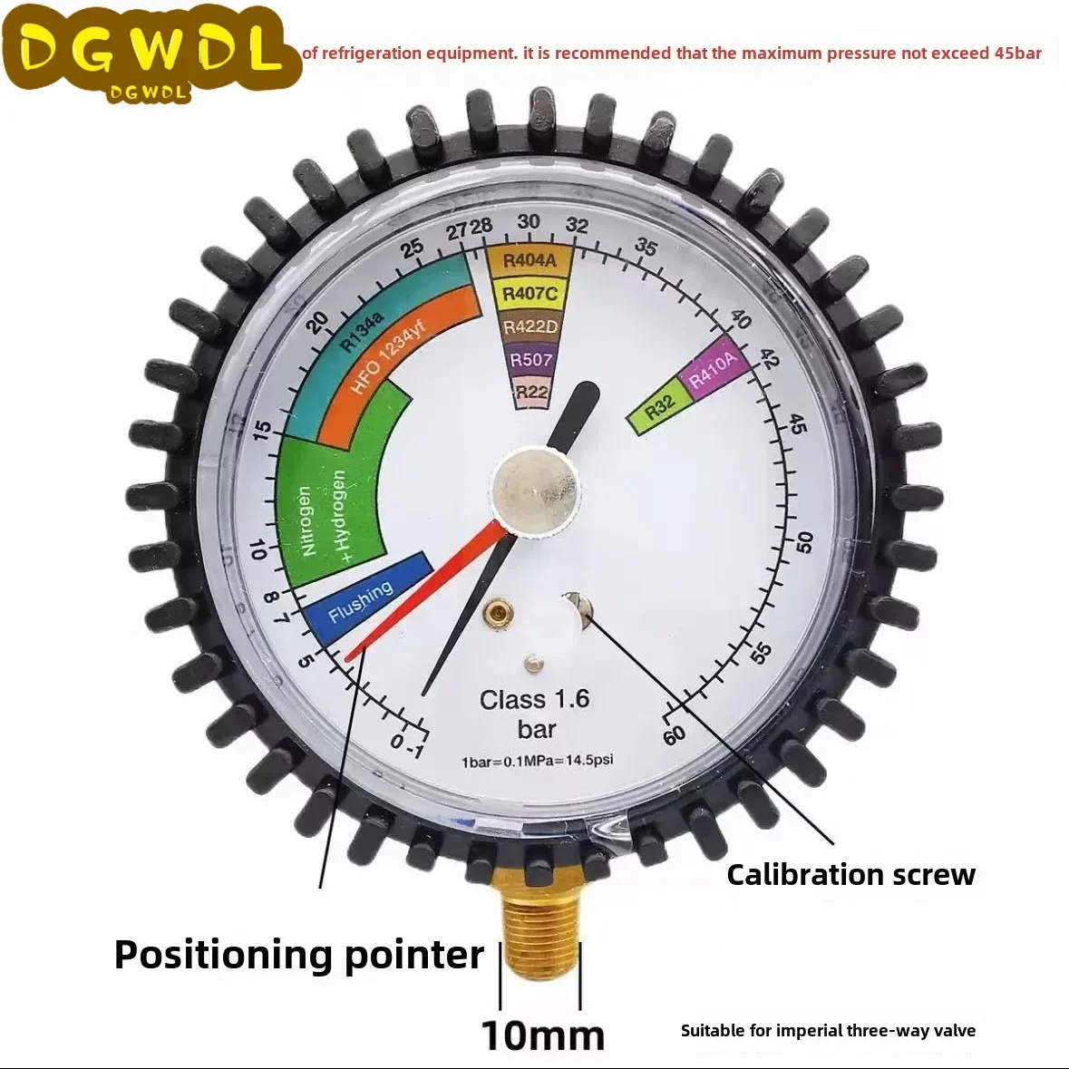 Nitrogen Pressure Gauge Tester for Air Conditioning, Refrigerant, Car HVAC System(R134a, R22, R407C, R410A, R404A, R507, R32)