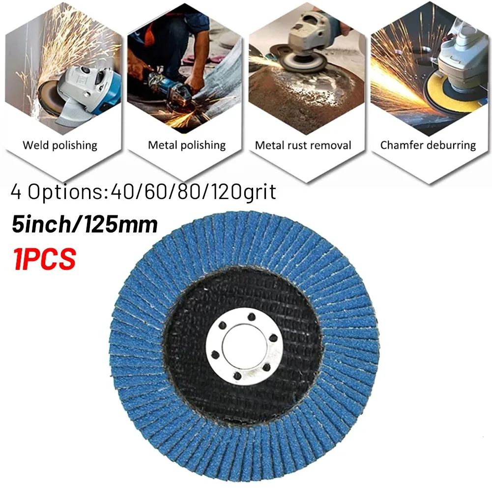 Metal Sanding Flap Discs 5inch 125mm Angle Grinder Wheels Blade  40grit 60grit 80grit 120grit Abrasive Tools Accessories