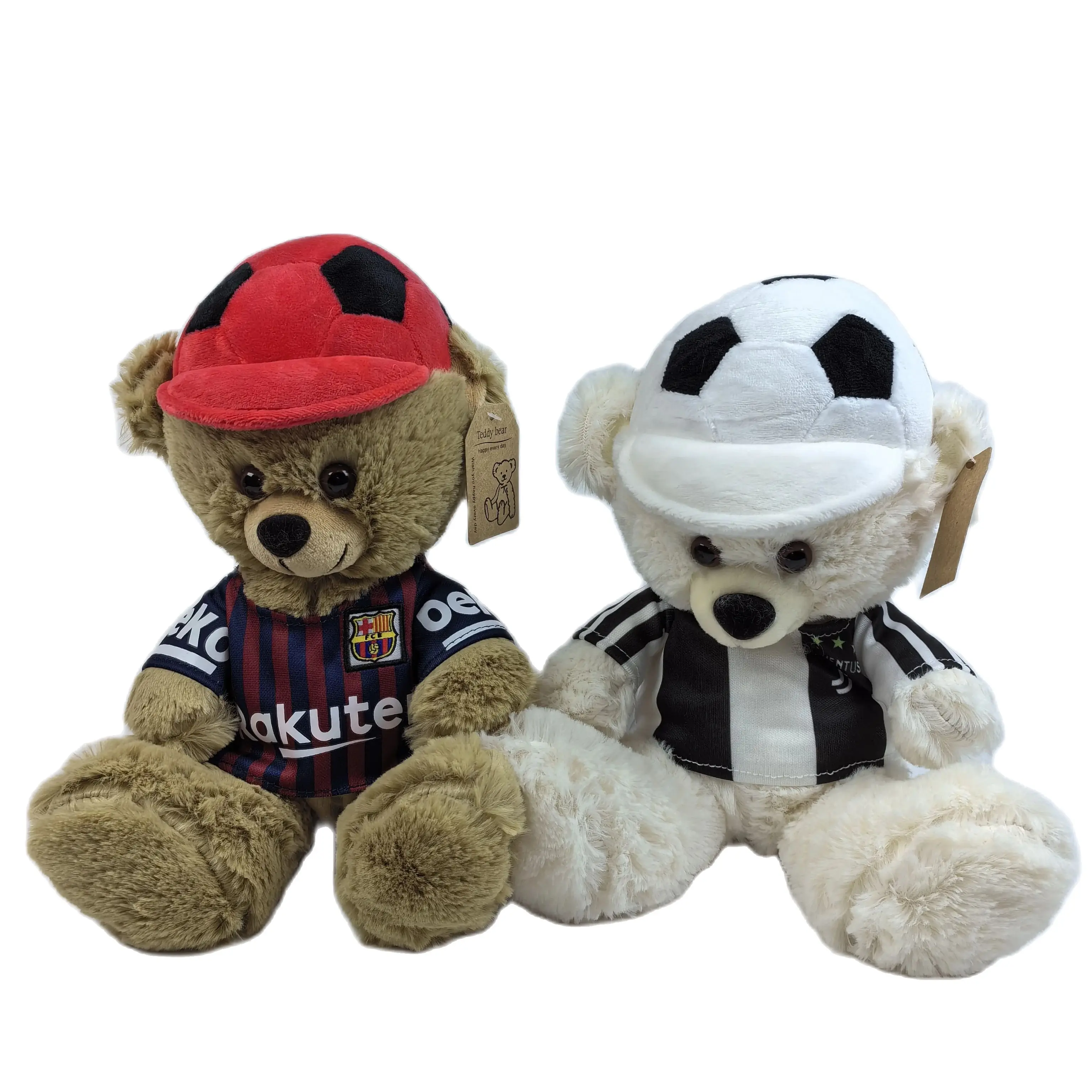 25-35cm Sitting FootBall Cap Teddy Bear Sacrf Stuffed Plush Soft Doll No.7 Animals Toy Girls Baby Kids Birthday Gift