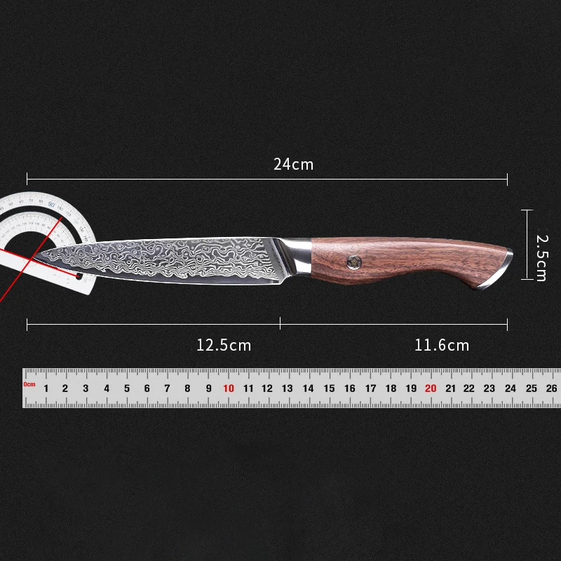 5 Inch Utility Knife Rosewood Handle 67 Layers Damascus Steel 10Cr15CoMoV Blade Sharp Cleaver Steak Paring Boning Kitchen Knives