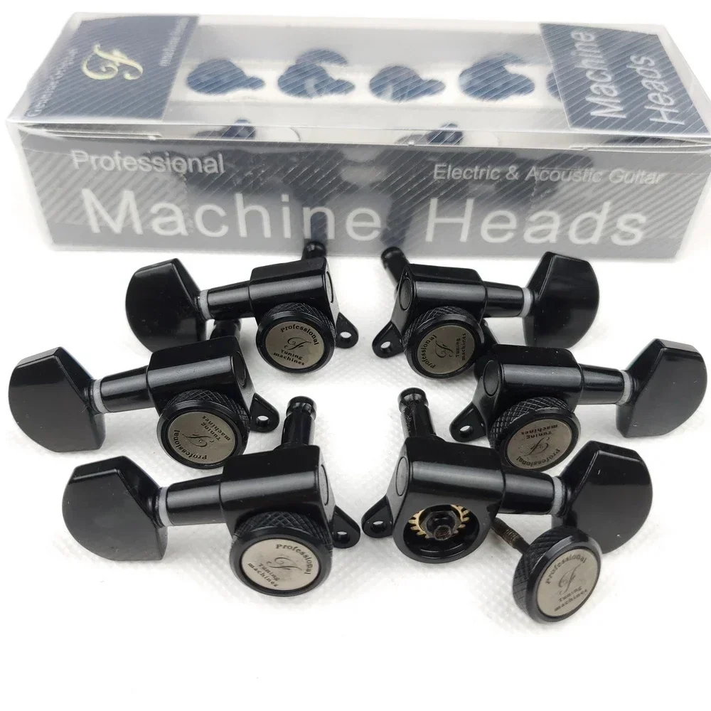 H X Shop Store--1 Set L3 + R3 موالف قفل الجيتار الكهربائي رؤوس آلة الجيتار المستقبلون قفل سلسلة ضبط أوتاد أسود