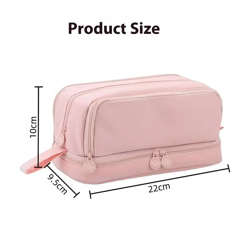 مقلمة متعددة الطبقات ذات سعة كبيرة بألوان معكرونة - مثالية للطلاب وتنظيم القرطاسية المدرسية