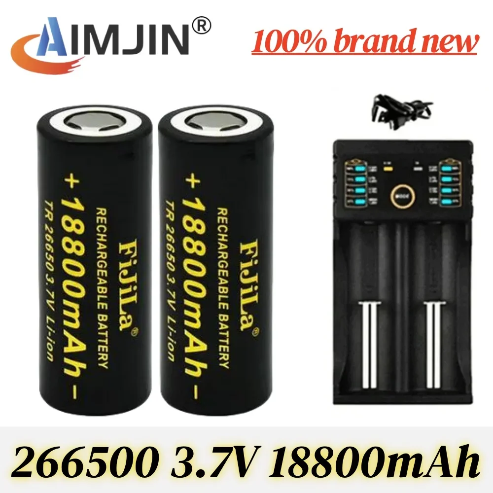 100% Original high quality 26650 battery 18800mAh 3.7 V 50A lithium ion battery for 26650 LED flashlight + charger