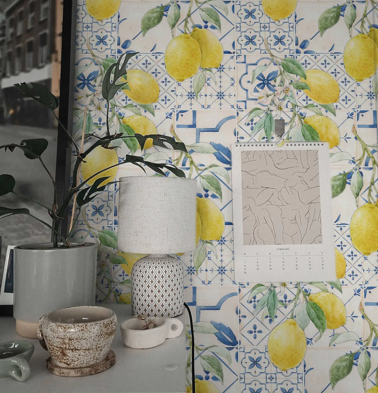 ورق جدران قابل للتقشير واللصق بألوان مائية، جدارية جدارية بنمط البلاط السيلياني للديكور المنزلي، ورق ذاتي اللصق أو تقليدي #5