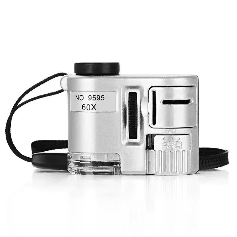 60X LED Handheld Magnifying Glass High Clarity Mini Pocket Loupe Currency Detector for Jewelry Watch Repair Detailed Inspection