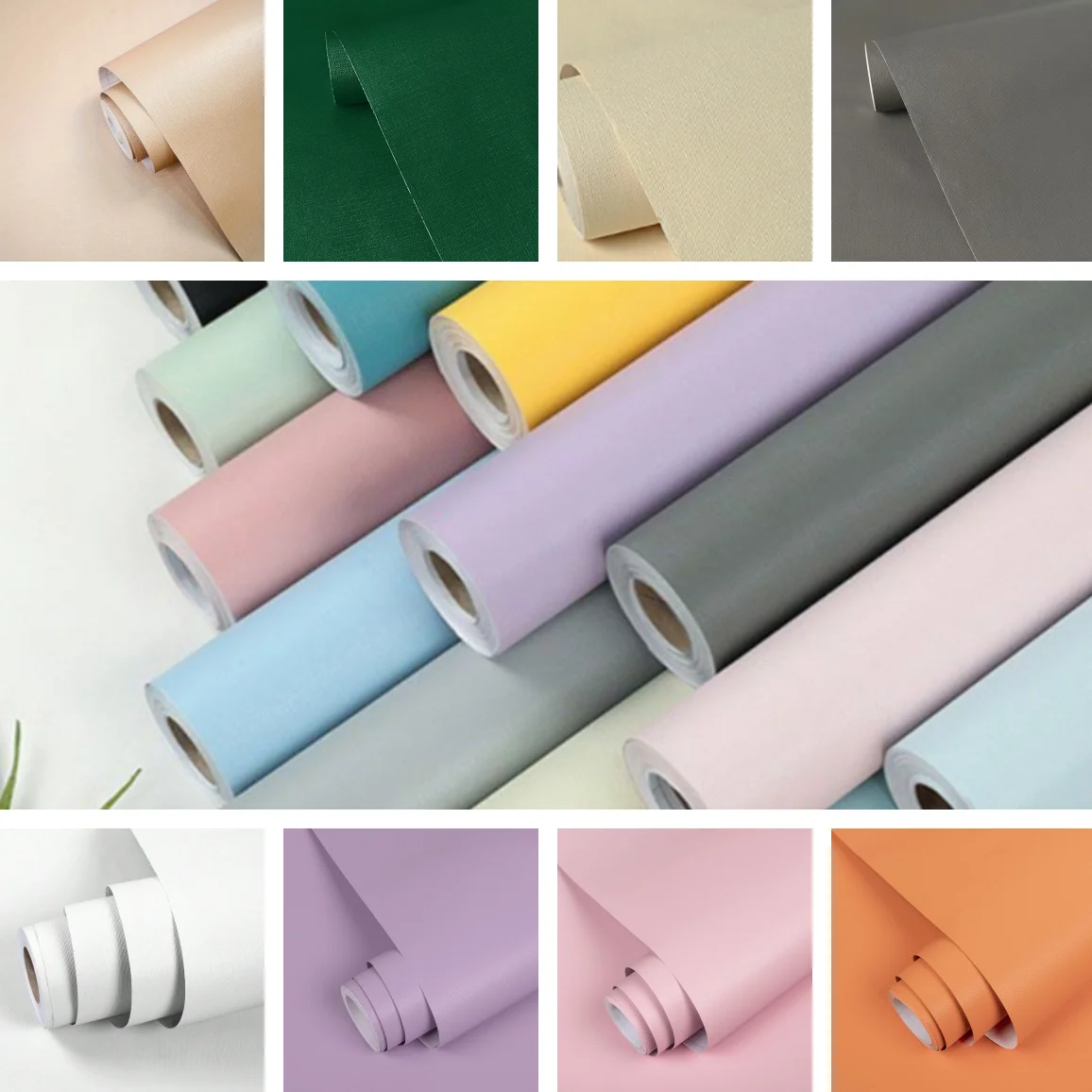 Self-adhesive Detachable Vinyl Wallpaper Suitable for Home Decoration  Room Decor Contact Paper Bedroom Solid Color Wall Sticker