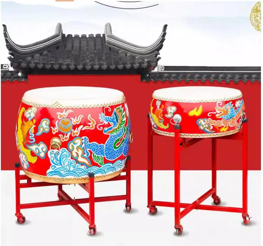15.7 بوصة 40 سنتيمتر طبل أحمر مع أفخاذ الصينية قرع الموسيقية الأسد الرقص التنين الرقص أدوات اللعبة الموسيقية