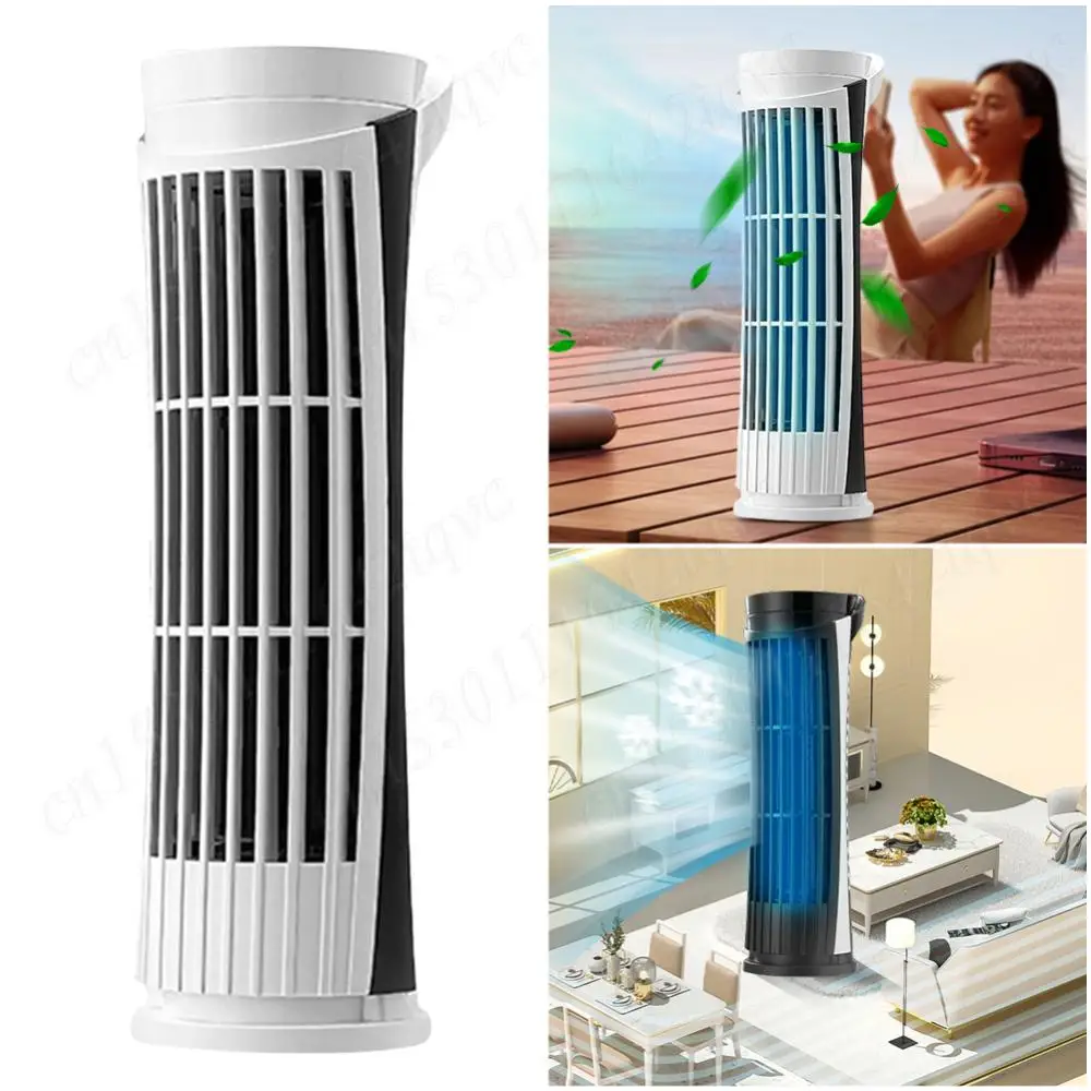 

USB Tower Fan 2 Speed Oscillating Fan Table Fan Bladeless Cooling Fan with LED Lights Standing Fan for Office Home Table Bedroom