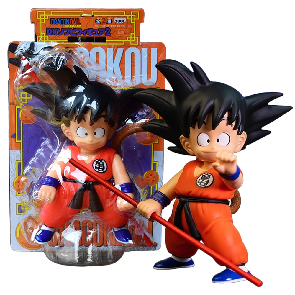 15.5CM Anime Dragon Ball Son Goku Figure Childhood Long Stick Son Goku Childhood Model Toy Gift Collection Aciton Figure PVC