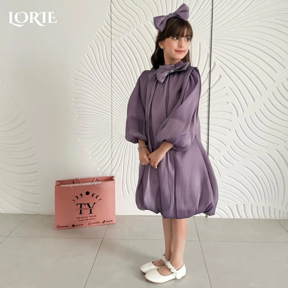

LORIE Sweet Flower Girl Dress for Weddings High Collar Puff Sleeve Pearls Flower Girl Dresses Customized Lace Gril Party Gowns