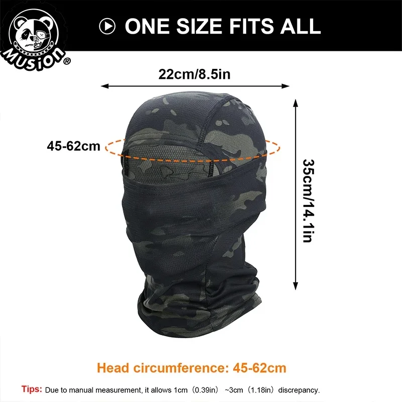 2024 Musion Camo Wind-Resistant Balaclava Face Mask Bandana Hood Headwear for Training Cycling Skiing Hunting