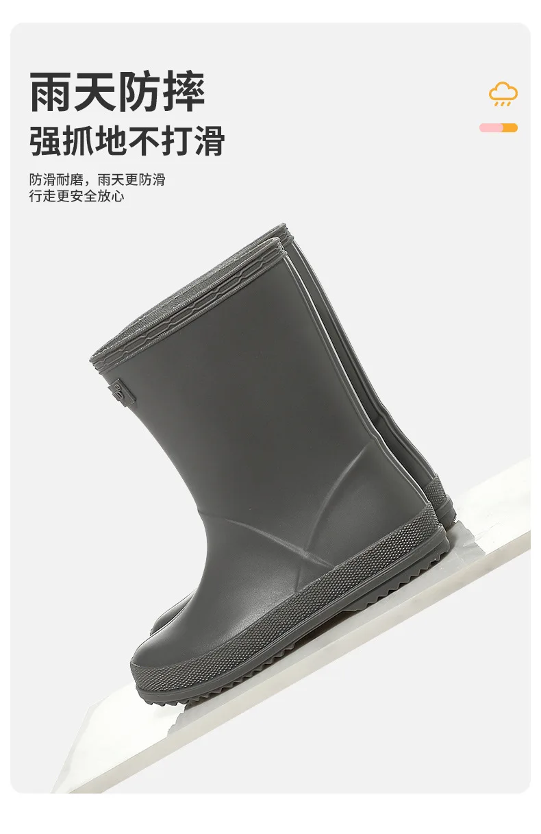 Neue Baby-Regenstiefel in Unifarben mit Gummisohle, rutschfeste, wasserdichte Gartenschuhe für Jungen und Mädchen, lässige Kinderstiefel bis zum Knie – Detail 8
