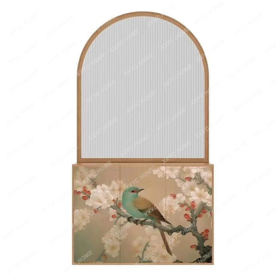 L medieval solid wood screen partition porch locker shoe cabinet