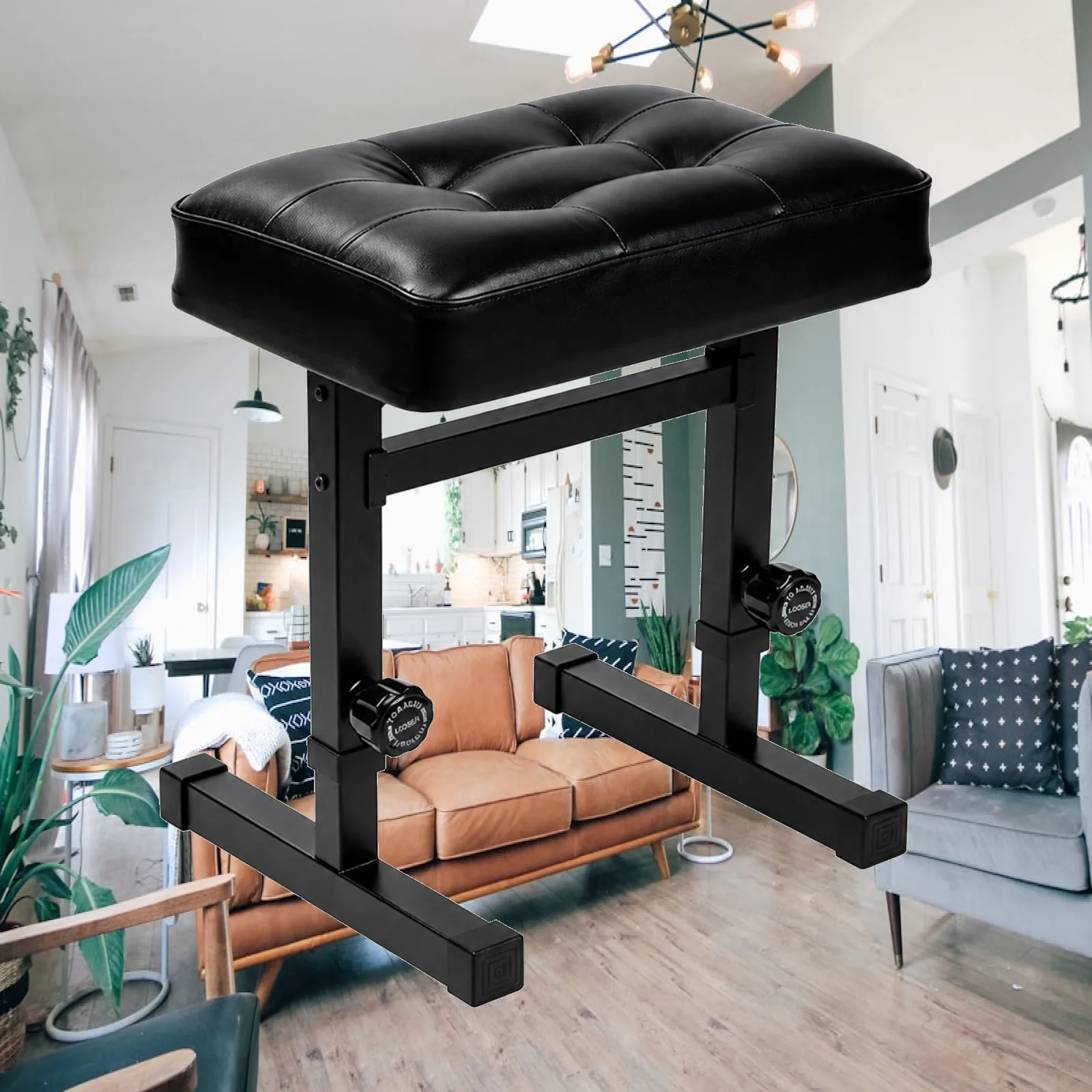 Adjustable Piano for seat with Quilted Cushion and Stable Two Column Base for Pianists Long Sessions