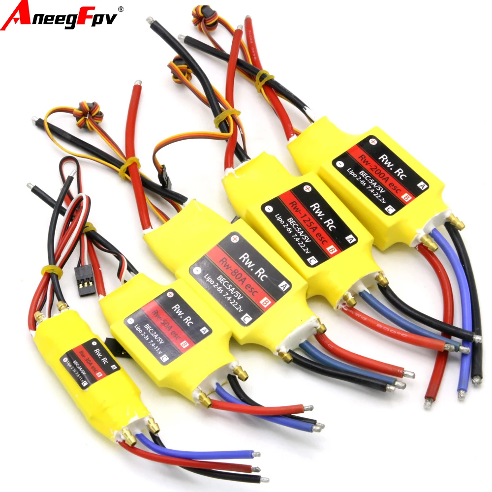 RC 2-6S 30A 50A 80A 100A 200A ESC 5V/3A 5V/5A UBEC Regolatore di velocità senza spazzole Barca ESC con UBEC per barca RC