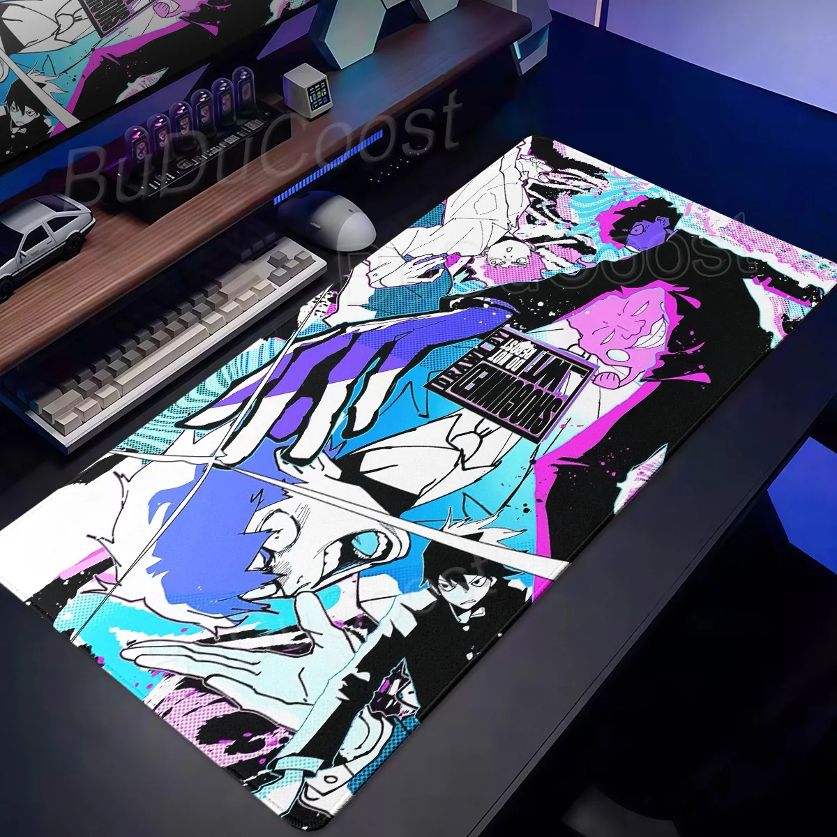 Cool Anime M-Mob Psycho 100 Mouse Pad PC Gaming Mechanical Keyboard Mat Rubber Washable Non-Slip Locking Edge Tablemat Home Rug