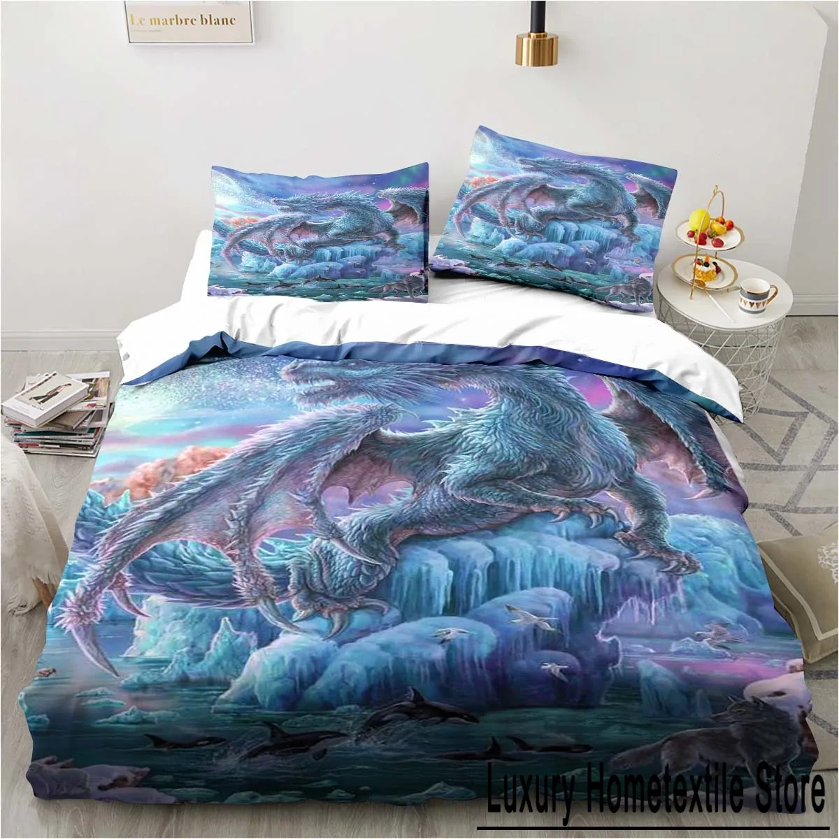 Dragon Bedding Halloween Magic World Gift Twin Bedding Set 3 Piece Comforter Set Bed Duvet Cover Double King Cover