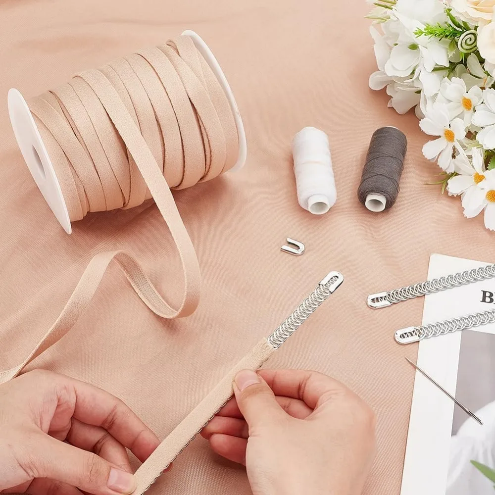 25 Yards Beige Corset Boning Casing 3/8inch Underwire Replacement Bra Cover Band Ribbon Nylon Bra Plush Back Casing for Sewing
