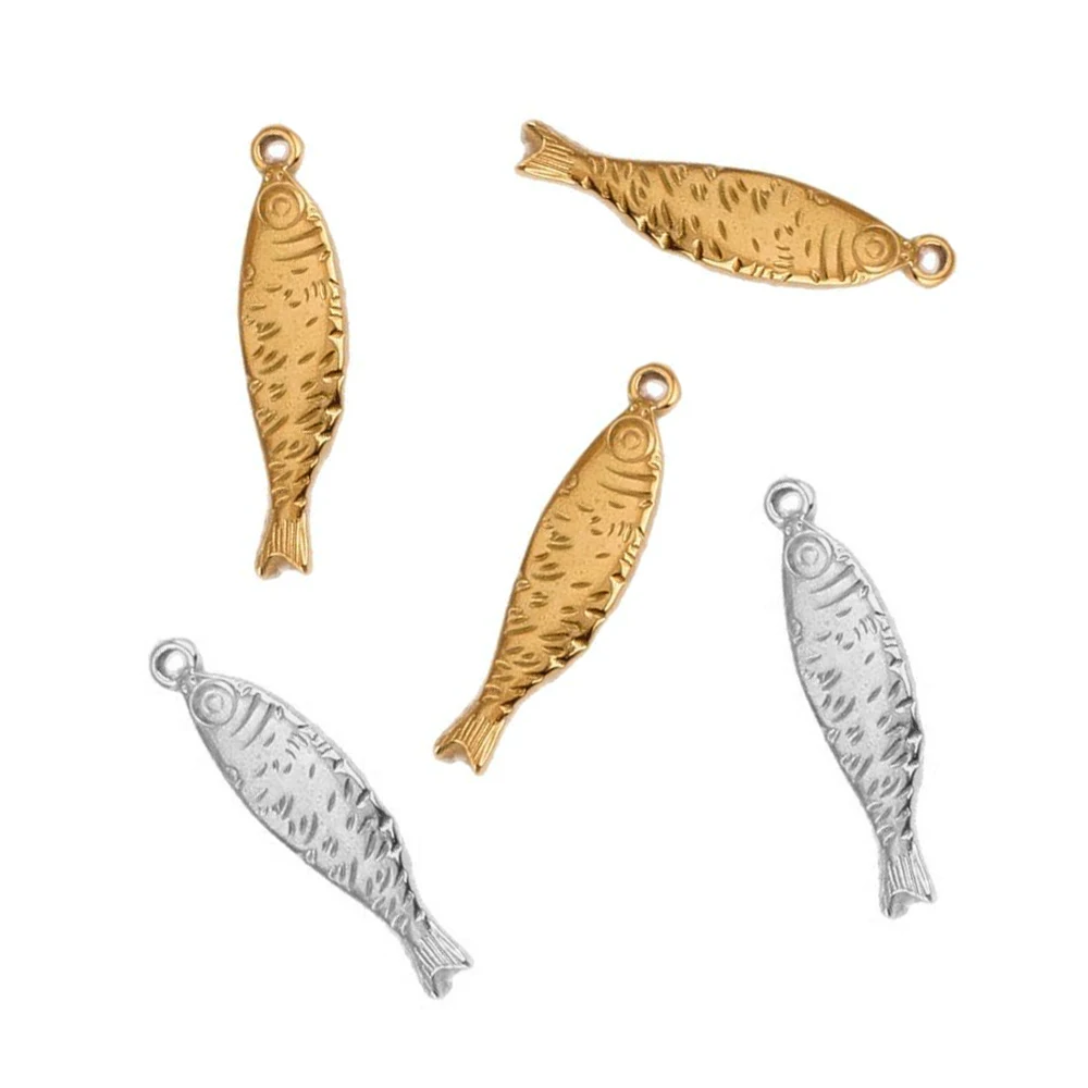 1/5Pcs Stainless Steel Fish Gold Ocean Animal Charms Cute Beads for DIY Bracelets Necklace Earring Pendants Jewelry Making