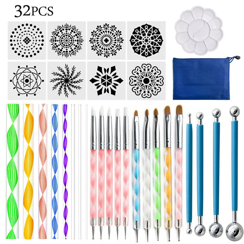 

32 PCS Mandala Painting Tools Mandala Dotting Tools for Painting Mandala Rocks, Nail Dotting and Art Drawing Supplies