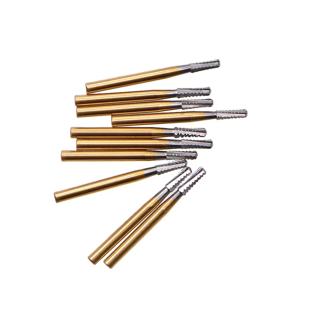 

50pcs/5 box Dental Broken Crown Needle for break crown Endodontic Gold Plated Handle High Speed Dental Drill Dentist Tools 1958#