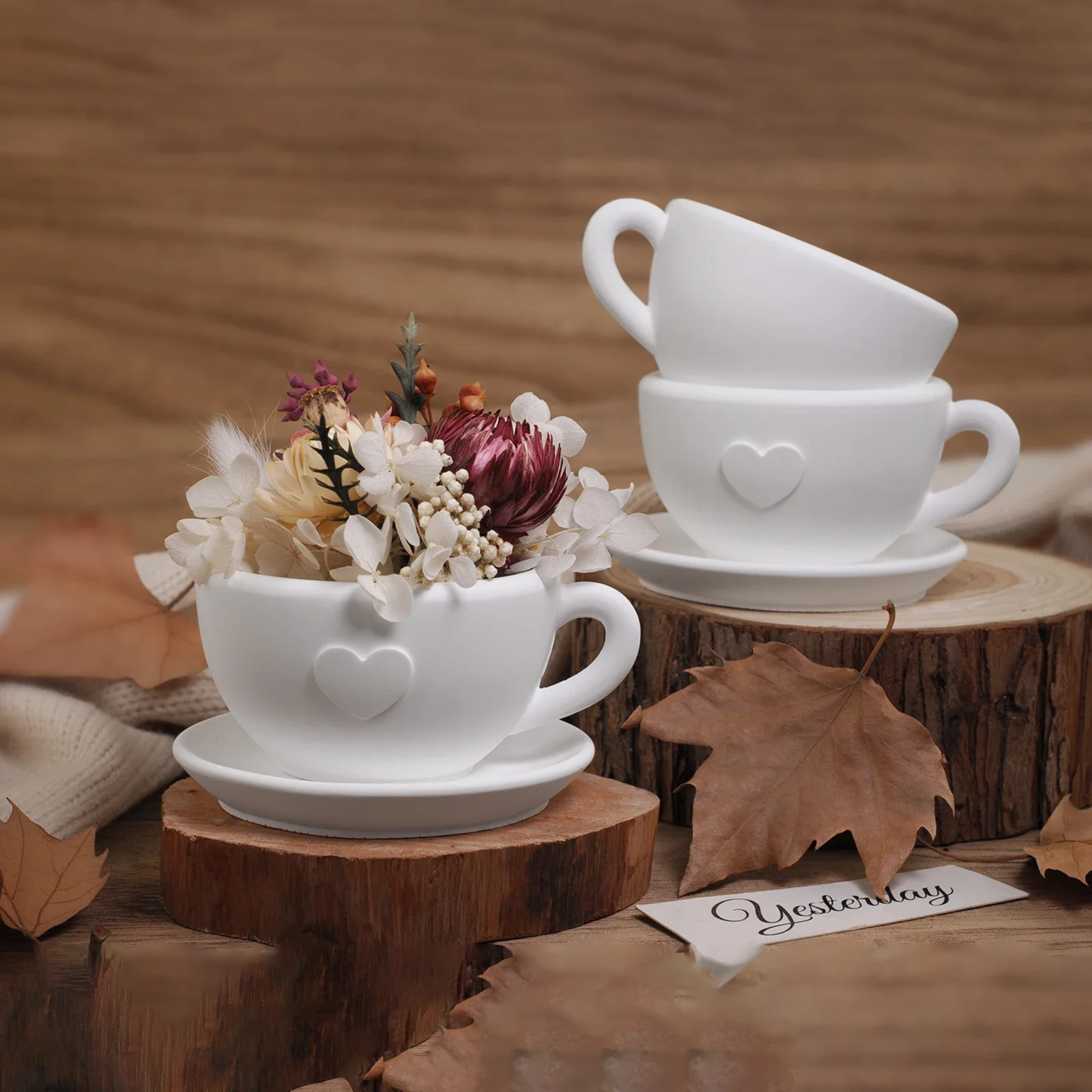 3D Tee Tasse Liebe Silikon Form Mit Tablett DIY Gips Zement Kaffee Tasse Dekoration Lagerung Platte Ornament Form Hause Handwerk Form