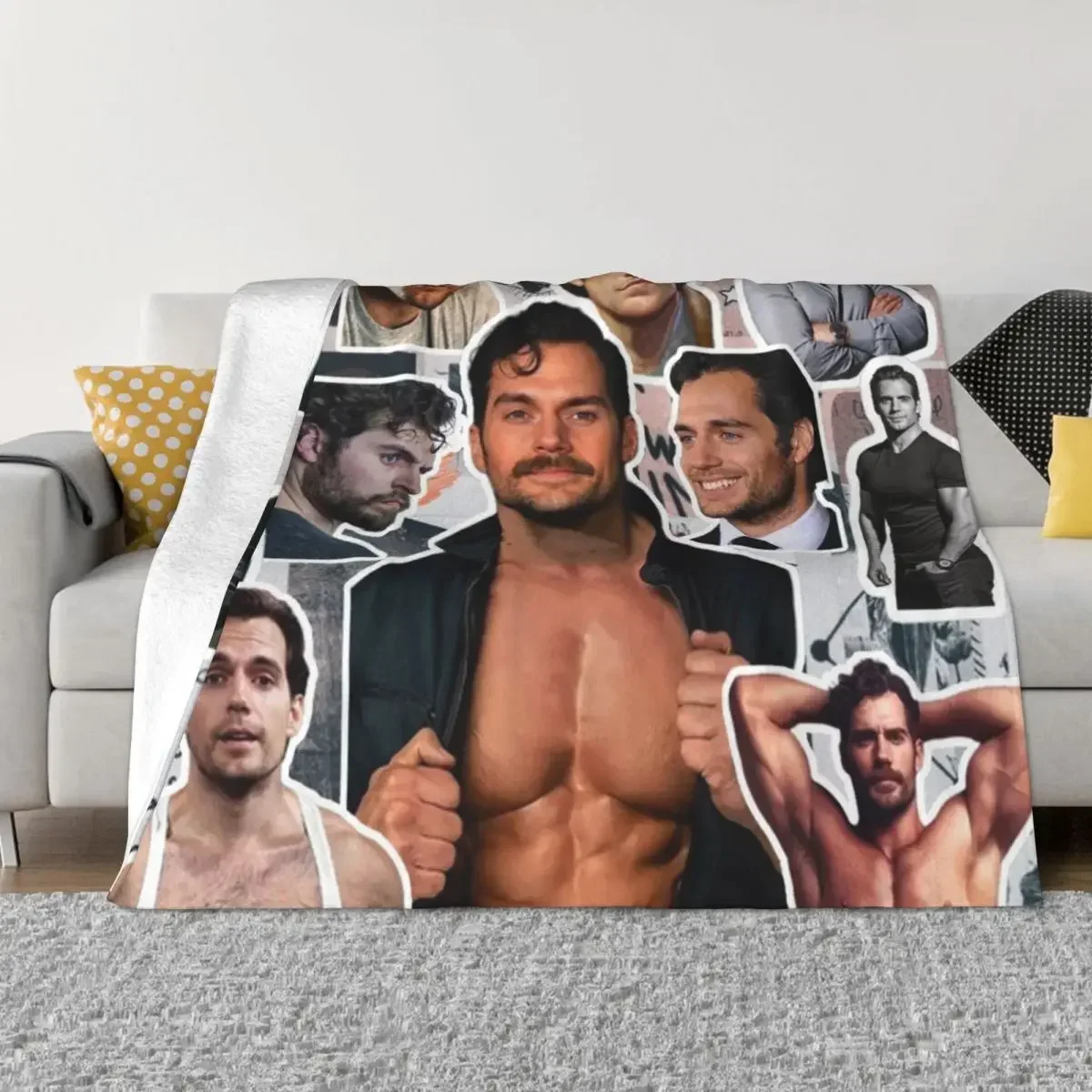 Henry Cavill Photo Collage Throw Blanket Soft Plaid Halloween Blanket