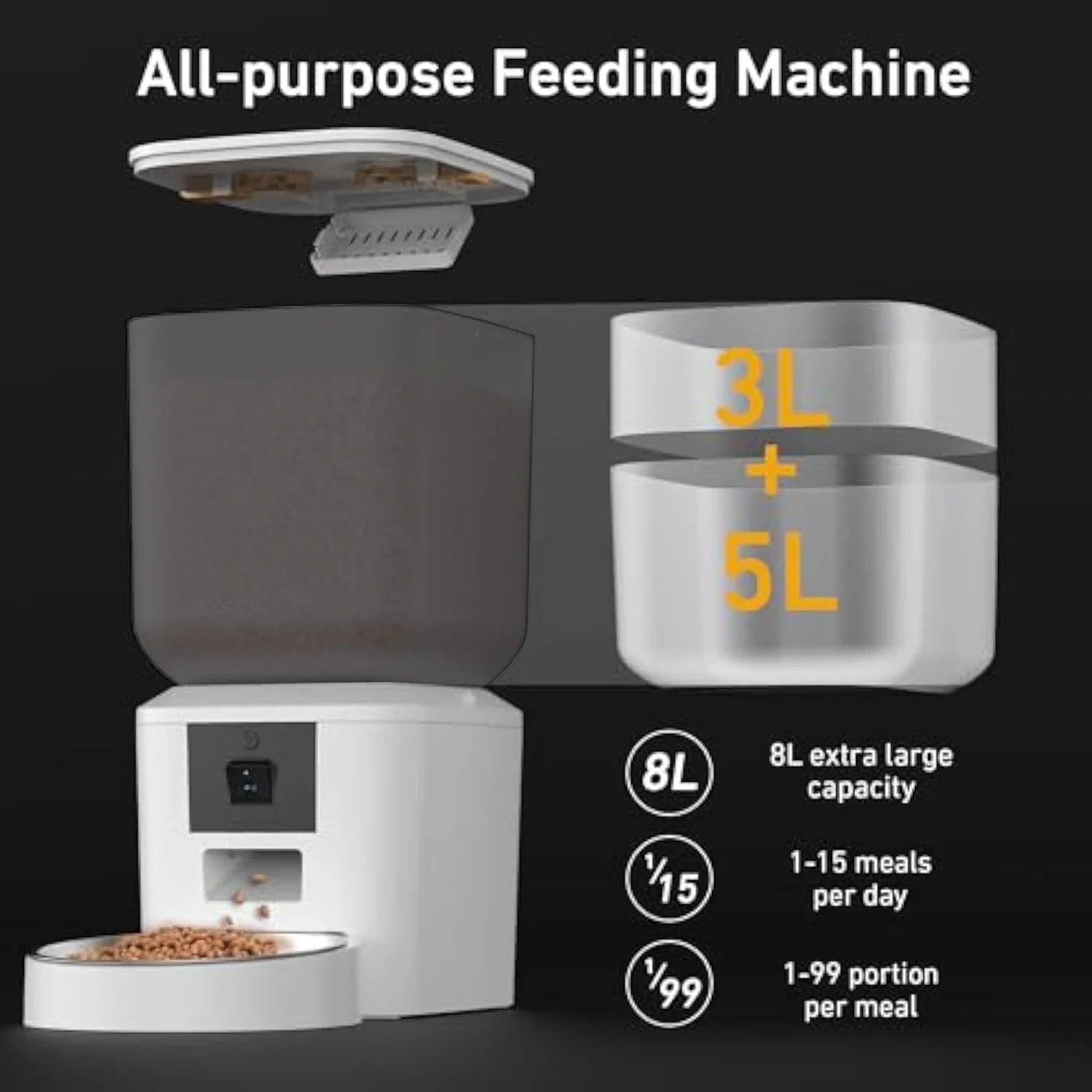 Automatic Cat Feeders with Camera 2.4G WiFi Cat Feeder with 1080P HD Video Night Vision Automatic Pet Feeders Accessories