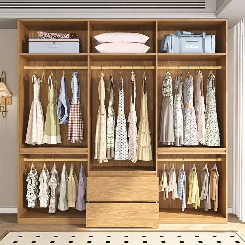 Medieval solid wood wardrobe, household bedroom storage locker, oak