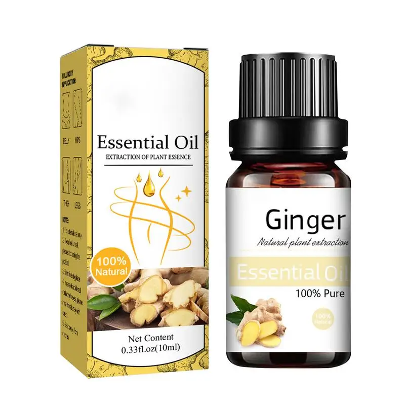 10ml Organic Ginger Essential Oil Moisturizing Skin Therapy Massage Essential Oil Humidifier Aroma Diffuser Oil Body care oil