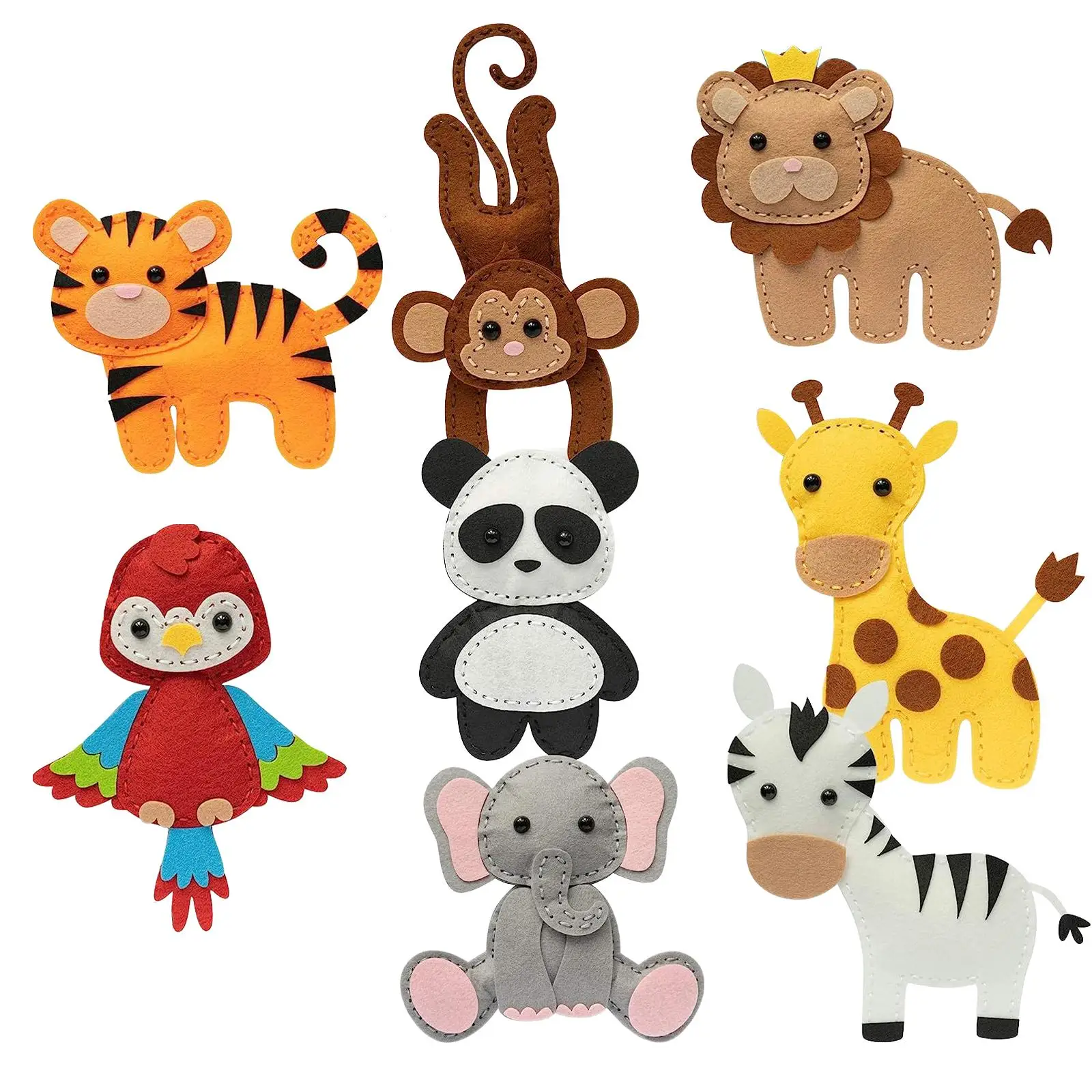 Zoo Felt Animal Animals Sewing Kits forest Children Birthday Gifts DIY Crafting and Sewing Set Felt for Beginner Kids
