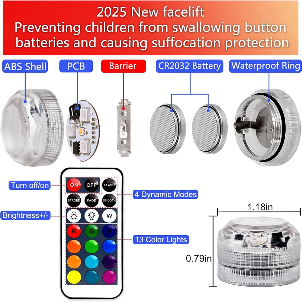 Mini luzes led submersíveis pequenas luzes de chá subaquáticas velas à prova d'água com bateria remota operada para festa em casa casamento