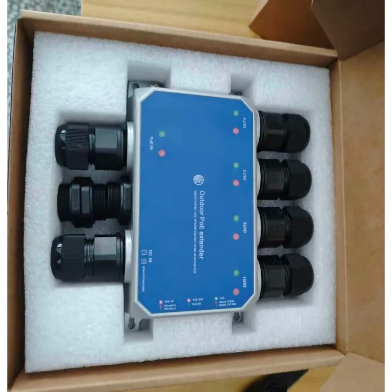Waterproof Single Port PoE Repeater 90W IEEE802.3af/at/bt Gigabit 1in 4 Network Extender For Outdoor Security CCTV Camera