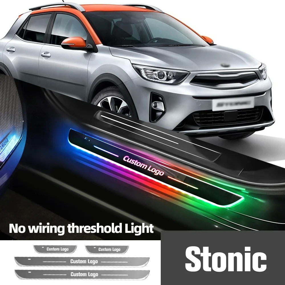 

For Kia Stonic 2016-2023 2020 2021 2022 Car Door Sill Light Customized Logo LED Welcome Threshold Pedal Lamp Accessories