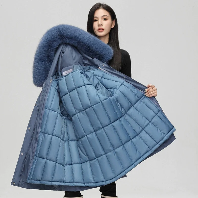 ZAROY Detachable Women Coat 3 Ways Wearable Jacket Puffer Cotton Parkas Winter Fur Hooded Zipper Coat куртка женска