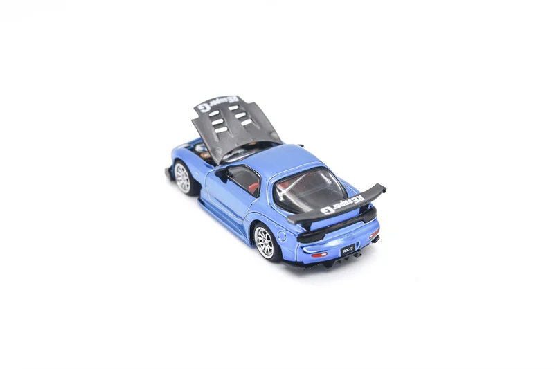 Xcartoys x POP RACE 1:64 RX-7 레이 아메미야 와이드바디 크롬 블루 다이캐스트 모델카