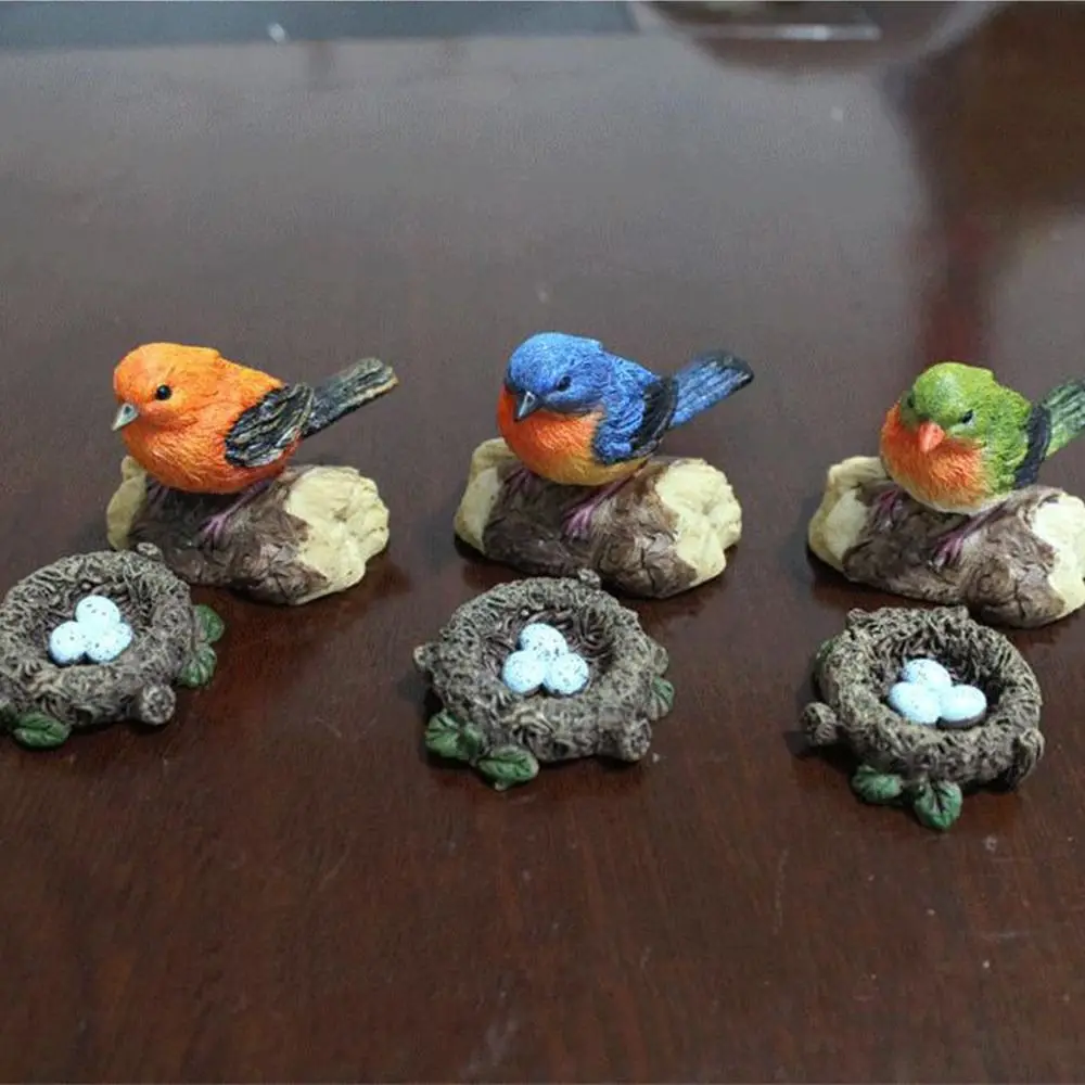 3/4pcs Garden Decor Resin Birds Statue Creative Waterproof Animal Sculpture Cute Colorful Miniatures Figurine Desk