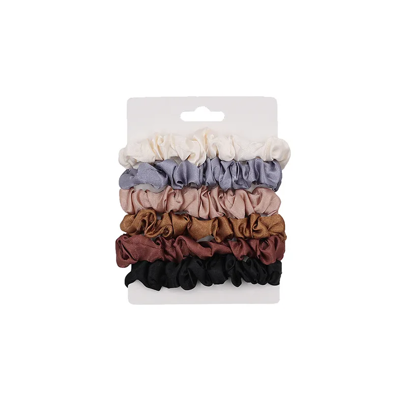 

6Pcs Elegant Hair Scrunchies Women Minimalist Simulation Silk Hair Ties Solid Color Elastic Hair Loop Ponytail Hair Accessories