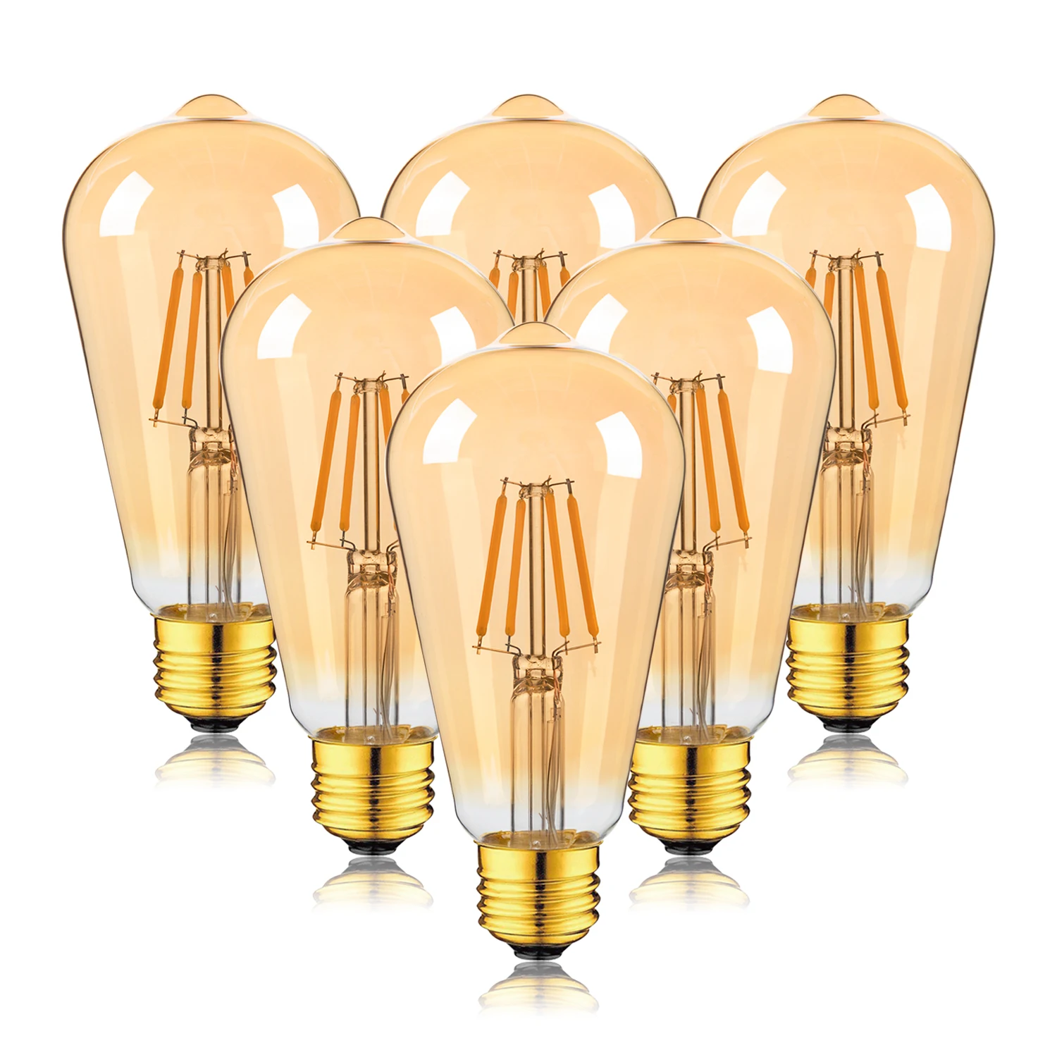 

ST64 4 Вт светодиодные лампочки накаливания E27 с винтовым цоколем 220 В винтажная янтарная стеклянная лампа с регулируемой яркостью в форме капли Эдисона для декора люстры