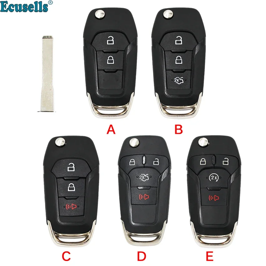 2/3/4 Buttons Folding Flip Remote Car Key Shell Case Cover Fob for Ford Fusion Edge Explorer 2013 2014 2015 HU101 Uncut