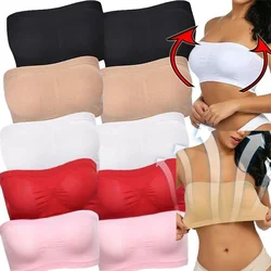 Mesh Breathable Tube Top Seamless Underwear Strapless Stretch Breathable Solid Pattern Hollow Back Bras Casual Summer Intimates