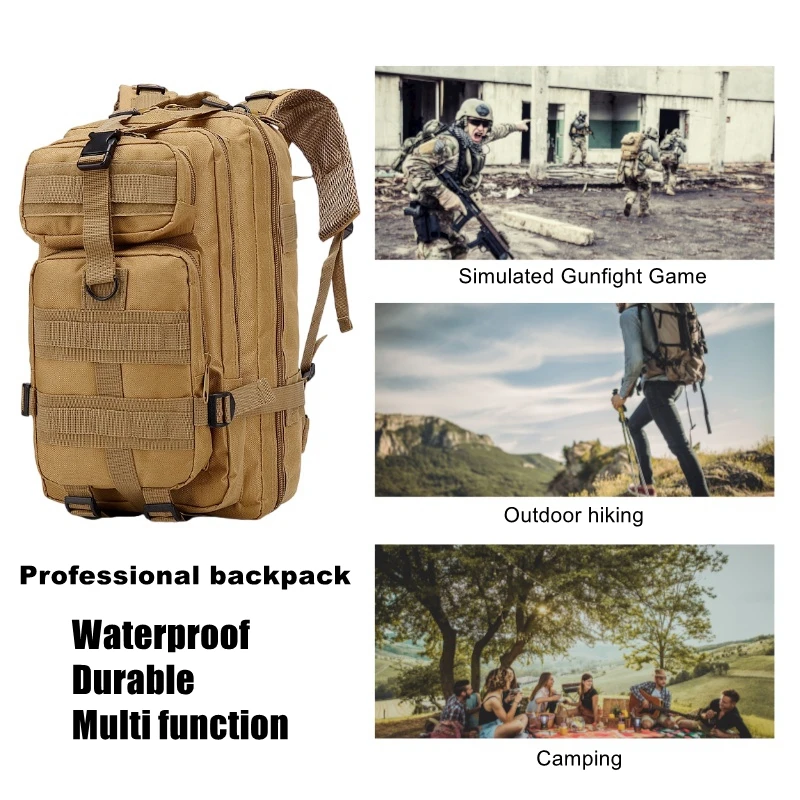 DulSports-Sac à dos militaire étanche en nylon, sac à dos extérieur, camping, randonnée, trekking, pêche, chasse, 30l, 900D