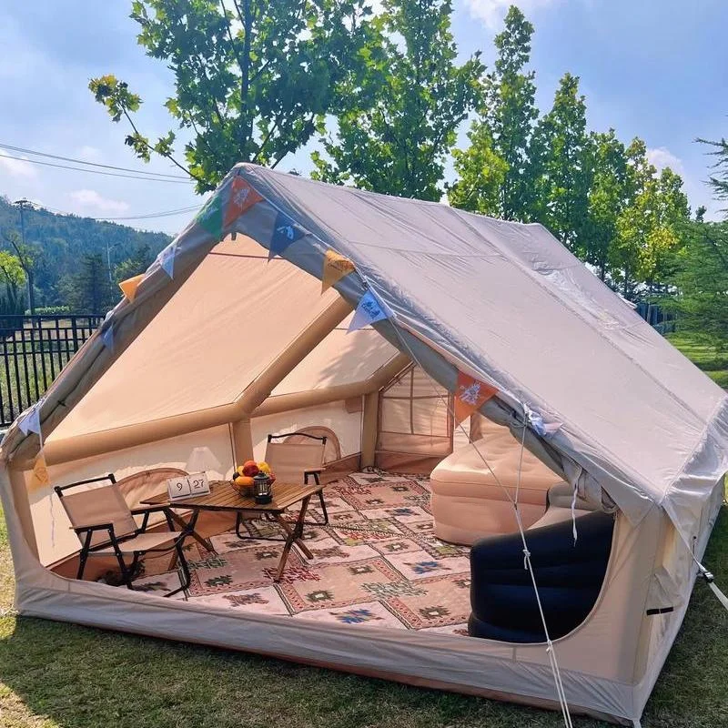 4/6/8 Person Inflatable Camping Tent with Porch - Easy Setup Air House Tents Camping Outdoor Large Vestibule Glamping Event Tent