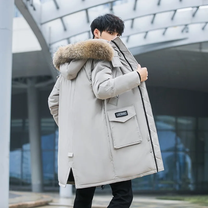 Thickened Down Coat for Men with White Duck Down, Fashionable and Casual Winter Long Jacket for Couples