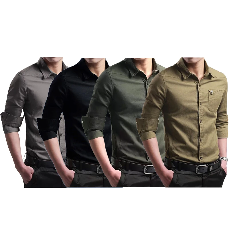 

Spring Men's Long Sleeved Pocket Shirt Slim Fit Casual Tctical Shirt Camping Fishing Hunting Mountaineering Shirt Sportswear