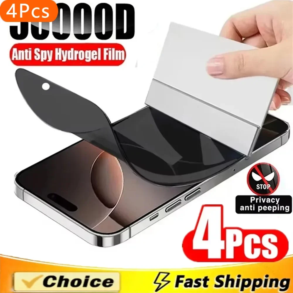 

4Pcs Anti-Spy Hydrogel Film for iPhone 13 12 11 14 15 16 Pro Max Mini 7 8 Plus Privacy Screen Protector for iPhone XS MAX X XR