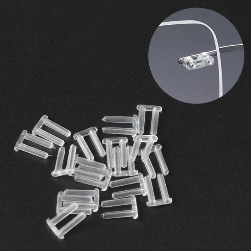 100pcs Rimless Glasses Double Rubber Plug Lock Bushings Eyeglasses Plastic Double Bushing Pins Repair Eyewear Accessories