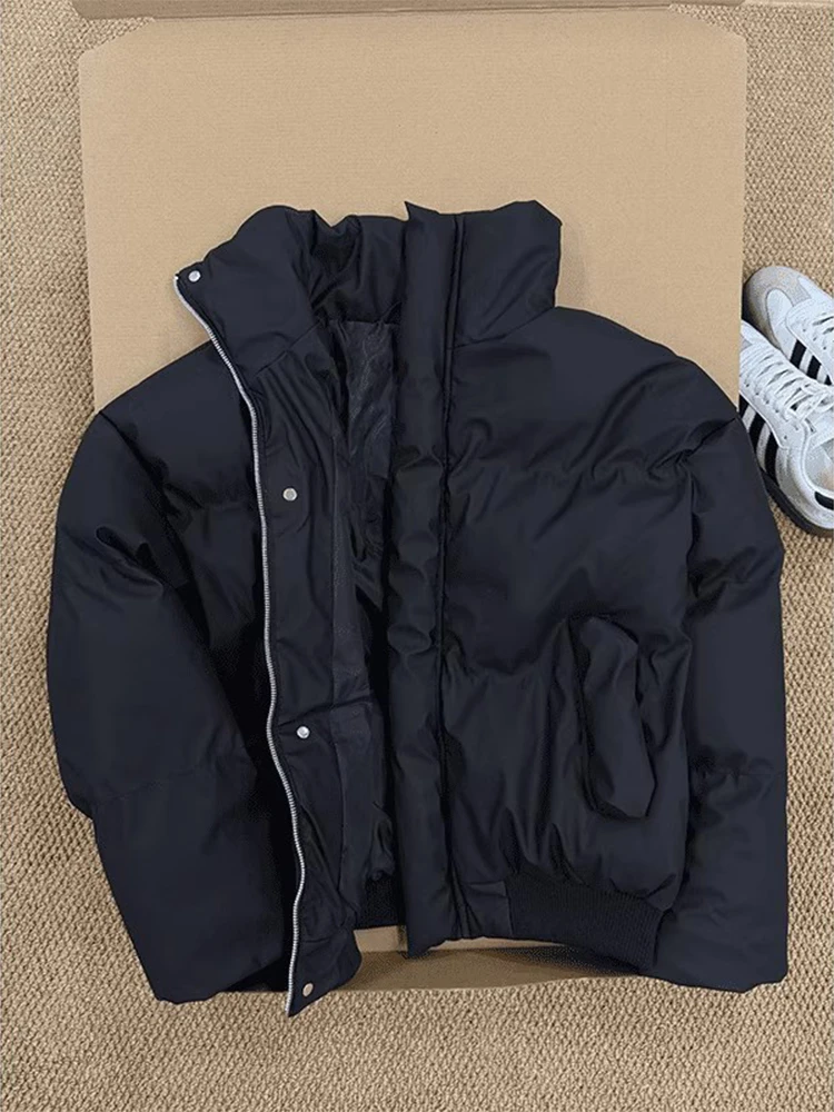 

Bla Pu Leather ort Jaet Men's Winter American Sle Cleanfit Slim Fit Not Puffy Stand Collar Bread Teenage Casual