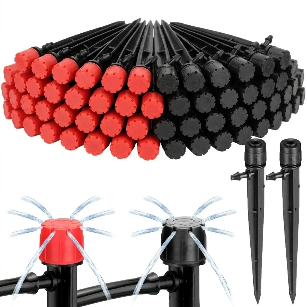 4/7mm Hose Bonsai Plants Watering 360 Degree Adjustable Dripper System 30PCS Garden 13cm Stake Drip Irrigation Sprinkler Emitter