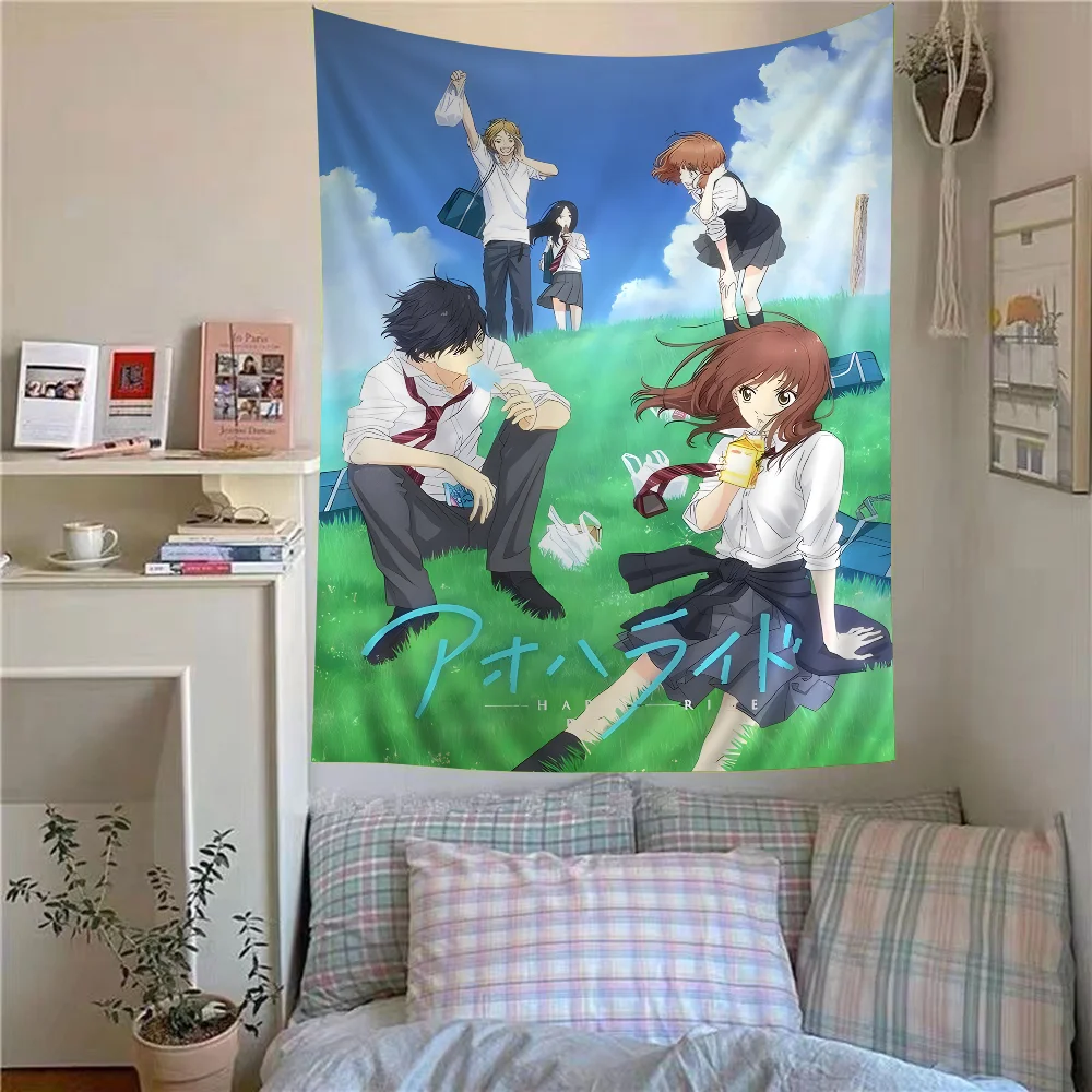 Ao Haru Ride Anime Classic Movie Printed Large Wall Tapestry Hanging Tarot Hippie Wall Rugs Dorm Cheap Hippie Wall Hanging